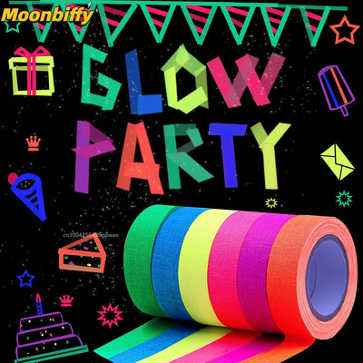 1 Pcs UV  Fluorescent Tape Stickters Blacklight Reactive Glow In The Dark Neon Cloth Tape Warning DIY Home Party Decoration