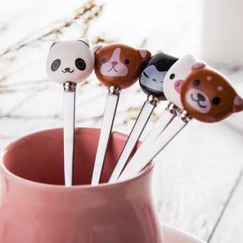 Χαριτωμένα ζώα κινουμένων σχεδίων Κουτάλι καφέ πιρούνι φρούτων γάτα Panda κουνέλι Ανακατεύοντας κουτάλια κουτάλια γάλακτος Παιδική σούπα σερβίτσιο