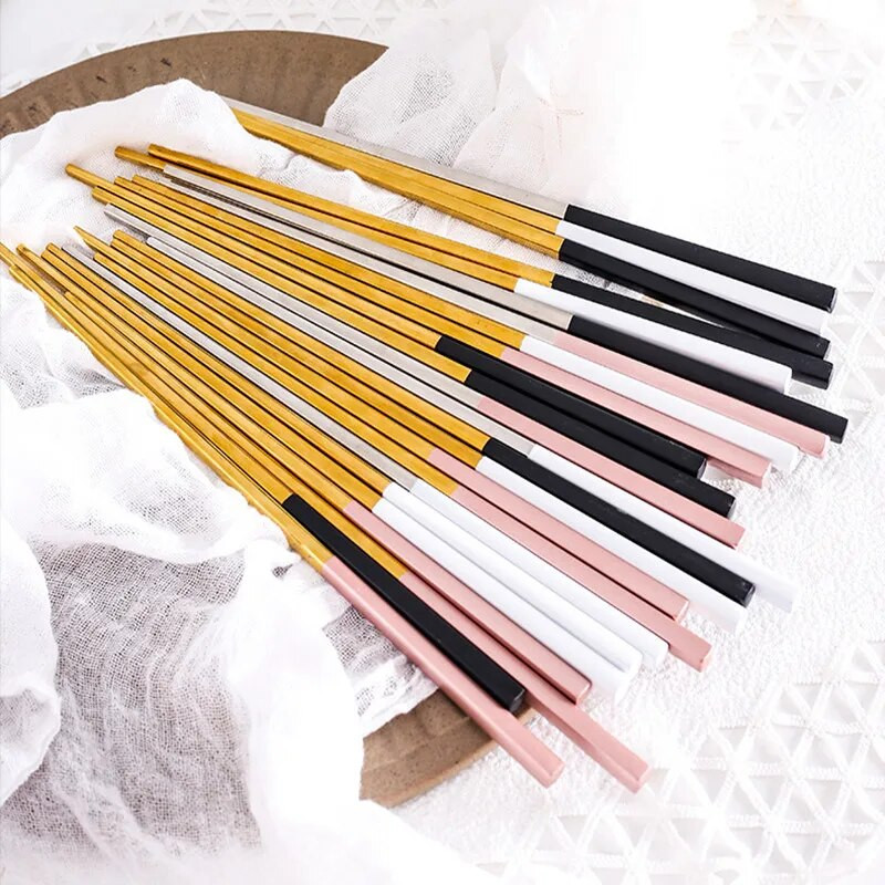 Квадратни пръчици 304 пръчици от неръждаема стомана Китайски пръчици Португалски пръчици многоцветни панталони от метална стомана palillos