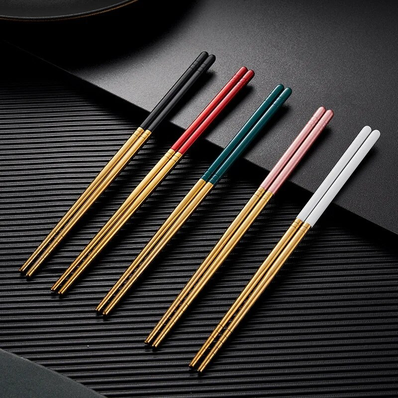 Квадратни пръчици 304 пръчици от неръждаема стомана Китайски пръчици Португалски пръчици многоцветни панталони от метална стомана palillos