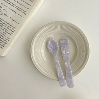 11CM цветна акрилна лъжица за сладолед, лъжица за сметана, кафе, хайвер, лъжици за разбъркване, лъжица за десерт, чаена лъжичка, занаяти, кухненски инструменти, съдове и прибори