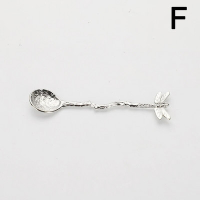 Винтидж десертна лъжица Водно конче Клони Форма на листа Мини сладолед Желе Кафе Лъжица за смесване на мляко Изискана лъжица за кухня