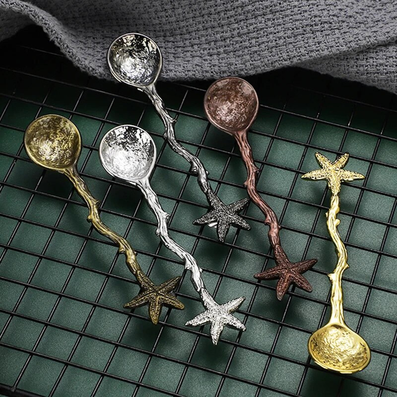 Senovinis desertinis šaukštas laumžirgio šakelės lapų formos mini ledų želė kavos pieno maišymo šaukštas išskirtinis šaukštas virtuvei