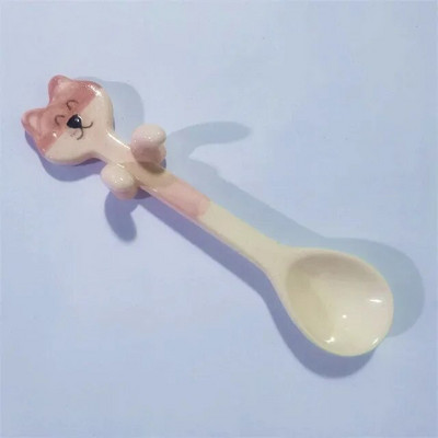 1 vnt. virtuvės įrankio naujovė Dovanų keraminis animacinis filmas Mielas katės gyvūno šaukštas Kabantis desertinis šaukštas Unikalūs ledų stalo įrankiai Nauji