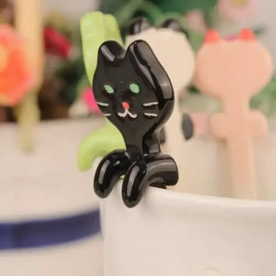 1 vnt. virtuvės įrankio naujovė Dovanų keraminis animacinis filmas Mielas katės gyvūno šaukštas Kabantis desertinis šaukštas Unikalūs ledų stalo įrankiai Nauji