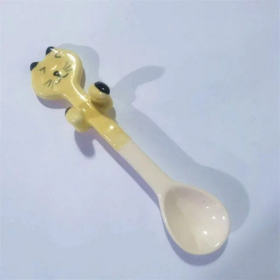 1 vnt. virtuvės įrankio naujovė Dovanų keraminis animacinis filmas Mielas katės gyvūno šaukštas Kabantis desertinis šaukštas Unikalūs ledų stalo įrankiai Nauji