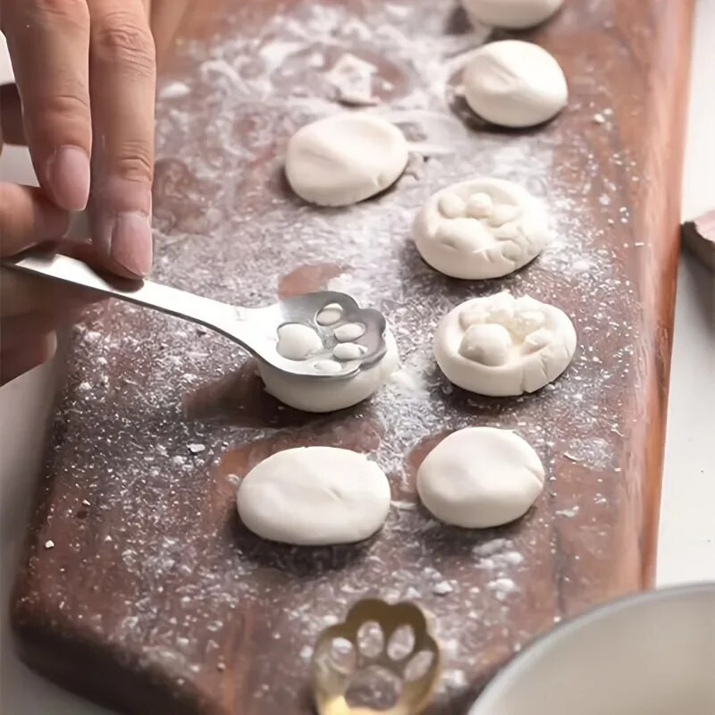 Žlica za kavu od nehrđajućeg čelika 304 Lovely Cat Claw Dessert Sladoled Šuplja žlica Posuđe za jelo Set pribora za jelo Kuhinjski pribor