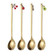 Сладка метална висулка Куха лъжица от неръждаема стомана 304 за сладолед, чай, десерт, лъжици за кафе, кухненски прибори, аксесоари