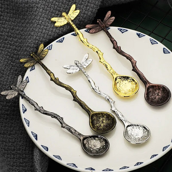 Творческа десертна лъжица Винтидж Dragonfly Star Shape Spoon Mini Ice Cream Jelly Coffee Milk Mixing Spoon Кухненски инструмент