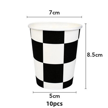 Черно-бяла тема за състезателна кола Парти консумативи Комплект съдове за еднократна употреба Хартиени чинийки Чаши за рожден ден на момчета Декорации за бебешки душ