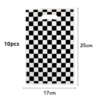 Crno-bijeli trkaći automobil Tematski pribor za zabave Jednokratni set posuđa Papirnati tanjuri Šalice Dječaci Rođendanski ukrasi za bebe