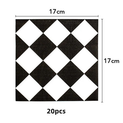 Crno-bijeli trkaći automobil Tematski pribor za zabave Jednokratni set posuđa Papirnati tanjuri Šalice Dječaci Rođendanski ukrasi za bebe