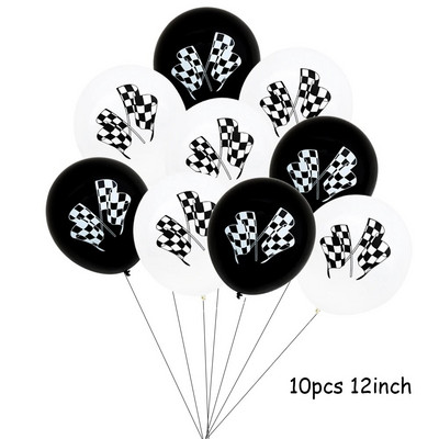 Crno-bijeli trkaći automobil Tematski pribor za zabave Jednokratni set posuđa Papirnati tanjuri Šalice Dječaci Rođendanski ukrasi za bebe