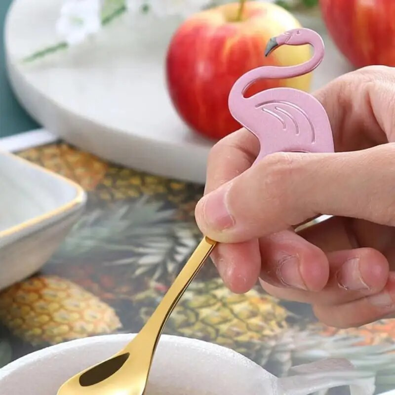 Фламинго Лъжица за кафе от неръждаема стомана Желе за торта Десерт Лъжица за сладолед Чаена супа Лъжица за разбъркване Домашен сервиз Кухненски джаджи