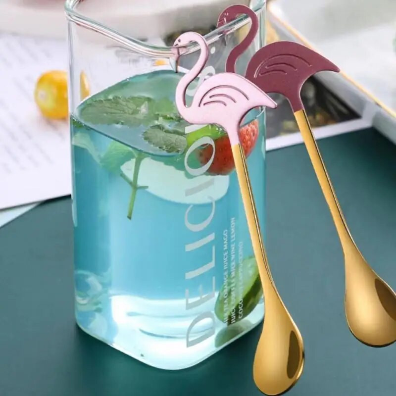 Фламинго Лъжица за кафе от неръждаема стомана Желе за торта Десерт Лъжица за сладолед Чаена супа Лъжица за разбъркване Домашен сервиз Кухненски джаджи