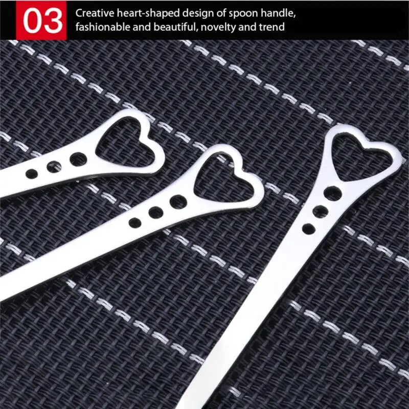 Desszert cukorkanál rozsdamentes acél szív alakú ezüst kreatív hordozható univerzális konyhai eszközök és kütyük étkészletek