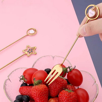Επιτραπέζια σκεύη από ανοξείδωτο ατσάλι Δημιουργικό κουτάλι επιδόρπιο κουτάλι πιρούνι πιρούνι φρούτων καρτούν Heart Star Χαριτωμένο ιαπωνικό κουτάλι για καφέ