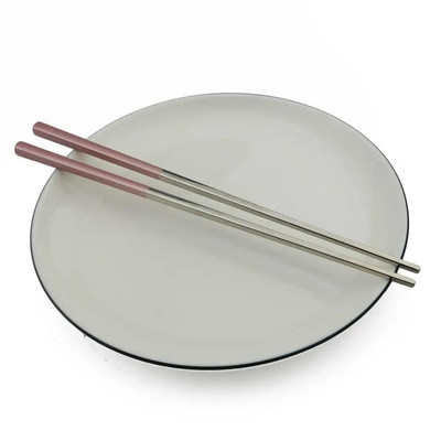 JANKNG 1 pár 23,5 cm-es négyzet alakú pálcika 304 rozsdamentes acél japán arany rózsa arany Sushi Hashi újrafelhasználható színes pálcika