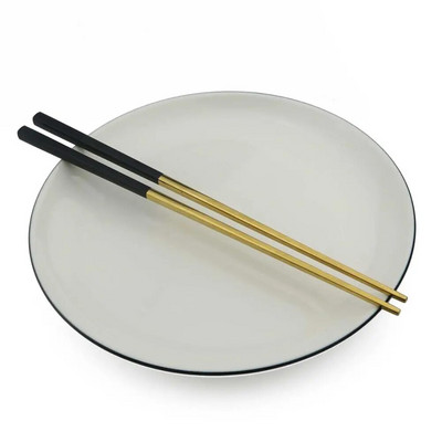 JANKNG 1 pár 23,5 cm-es négyzet alakú pálcika 304 rozsdamentes acél japán arany rózsa arany Sushi Hashi újrafelhasználható színes pálcika