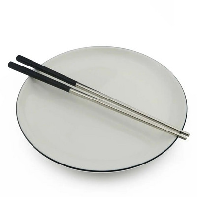 JANKNG 1 pár 23,5 cm-es négyzet alakú pálcika 304 rozsdamentes acél japán arany rózsa arany Sushi Hashi újrafelhasználható színes pálcika