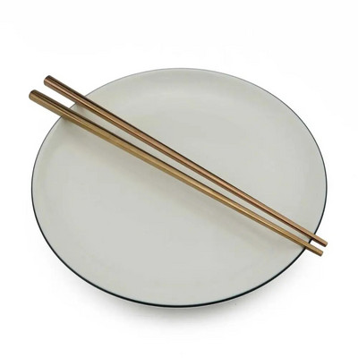 JANKNG 1 pár 23,5 cm-es négyzet alakú pálcika 304 rozsdamentes acél japán arany rózsa arany Sushi Hashi újrafelhasználható színes pálcika