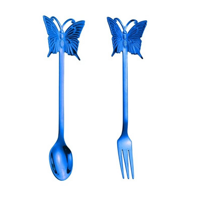 2 vnt. Užkandžiai Pyragas Vaisių šakutė Drugelio formos torto šaukštas Degustacinės šakutės Šaukštai Nerūdijančio plieno medžiaga