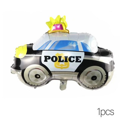 Kis zsaru autós parti kellékek Rendőrfiú születésnapi parti díszek autós lufi papír szalmapapír tálca gyermekbuli ajándék