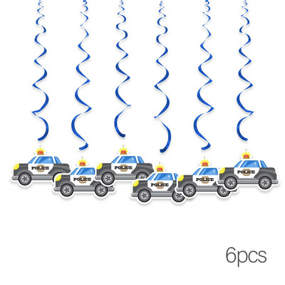 Kis zsaru autós parti kellékek Rendőrfiú születésnapi parti díszek autós lufi papír szalmapapír tálca gyermekbuli ajándék