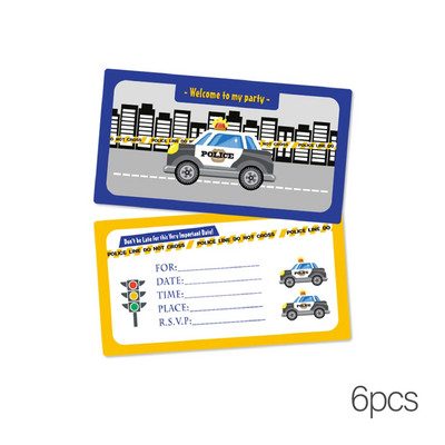 Kis zsaru autós parti kellékek Rendőrfiú születésnapi parti díszek autós lufi papír szalmapapír tálca gyermekbuli ajándék
