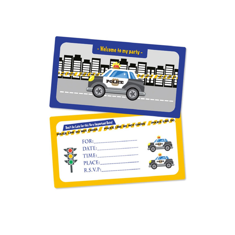 Kis zsaru autós parti kellékek Rendőrfiú születésnapi parti díszek autós lufi papír szalmapapír tálca gyermekbuli ajándék