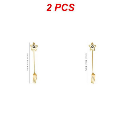 2 vnt nerūdijančio plieno kavos šaukštas Penkiakampis pakabukas maišymo šaukštas ilga rankena Maišymo šaukštas vaisių šakutė virtuvės indai