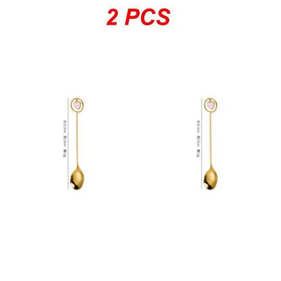 2 vnt nerūdijančio plieno kavos šaukštas Penkiakampis pakabukas maišymo šaukštas ilga rankena Maišymo šaukštas vaisių šakutė virtuvės indai