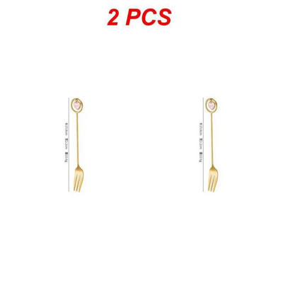 2 vnt nerūdijančio plieno kavos šaukštas Penkiakampis pakabukas maišymo šaukštas ilga rankena Maišymo šaukštas vaisių šakutė virtuvės indai