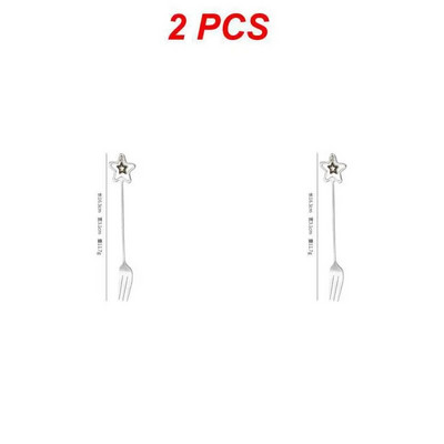 2 vnt nerūdijančio plieno kavos šaukštas Penkiakampis pakabukas maišymo šaukštas ilga rankena Maišymo šaukštas vaisių šakutė virtuvės indai