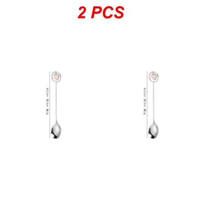 2 vnt nerūdijančio plieno kavos šaukštas Penkiakampis pakabukas maišymo šaukštas ilga rankena Maišymo šaukštas vaisių šakutė virtuvės indai