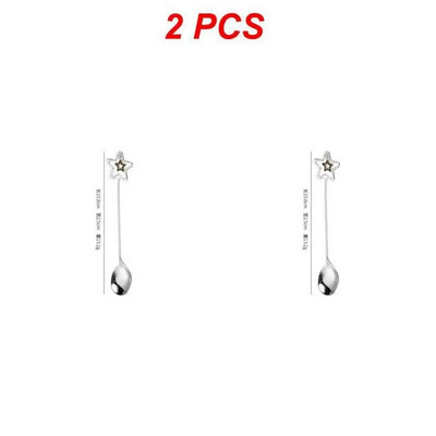 2 vnt nerūdijančio plieno kavos šaukštas Penkiakampis pakabukas maišymo šaukštas ilga rankena Maišymo šaukštas vaisių šakutė virtuvės indai