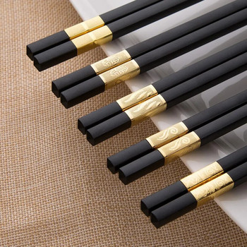 5 чифта 24 см пръчици за многократна употреба Пръчици за суши Неплъзгащи се пръчици за корейска японска храна Комплект китайски дървени пръчици