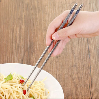 1 чифта пръчици от неръждаема стомана суши порцелан спирала китайски пръчици храна пръчици кухненски прибори за хранене аксесоари