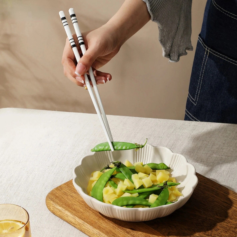 1 чифта Керамични пръчици на точки, устойчиви на висока температура, костен порцелан, дълго суши, домашни пръчици за суши