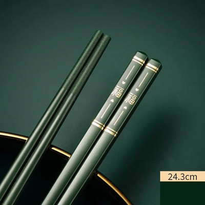 1 pora daugkartinio naudojimo japoniškų kiniškų lazdelių maistinių sušių lazdelių Daugkartinio naudojimo lazdelių rinkinys iš metalo lydinio stalo reikmenų Šeimos lazdelės