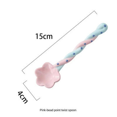 Macaron Flowers Kerámia kanál háztartási, hosszú nyelű kanál Aranyos étkészlet Konyhai Só Cukor Fűszeres Kanál Konyhai edények