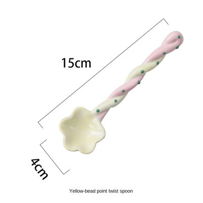Macaron Flowers Kerámia kanál háztartási, hosszú nyelű kanál Aranyos étkészlet Konyhai Só Cukor Fűszeres Kanál Konyhai edények