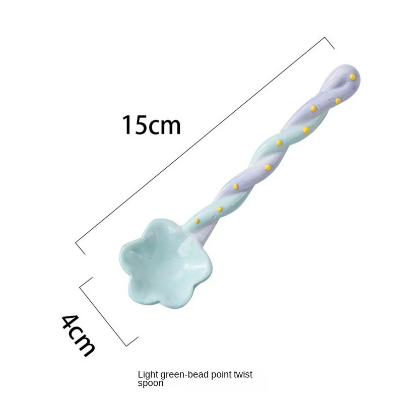 Macaron Flowers Kerámia kanál háztartási, hosszú nyelű kanál Aranyos étkészlet Konyhai Só Cukor Fűszeres Kanál Konyhai edények