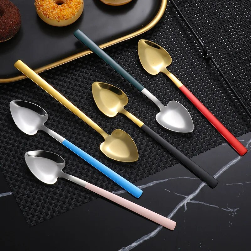 1 vnt Creative Love Head Nerūdijančio plieno desertiniai šaukštai ilga rankena Kavos maišymo šaukštas Arbatinis šaukštelis Stalo reikmenys Virtuvės reikmenys