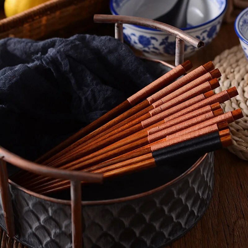 Japán fából készült pálcika környezetbarát natúr fa újrafelhasználható kínai koreai sushi pálcika készlet 22cm 2/5 pár