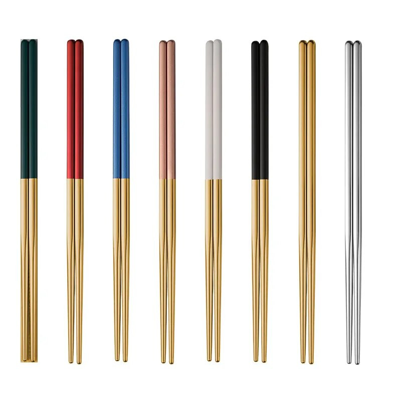 Rozsdamentes acél otthoni kínai pálcika csúszásmentes fém gyorsétterem tészta Sushi pálcika Ramen pálcika Konyhai étkészletek edények