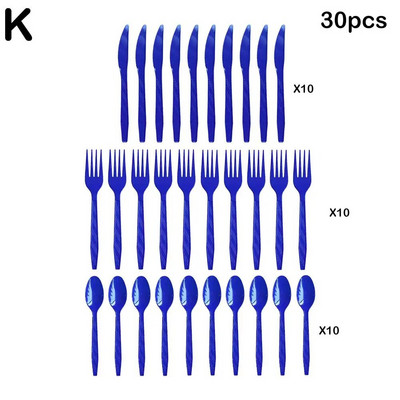 30 kom/Set Plastični pribor za jelo Žlice Vilice Nož Pribor za jelo Ružičasta plastika za višekratnu upotrebu Crno Žuto Zeleno Zlatno Posuđe Ljubičasto Crveno Wh N4X2