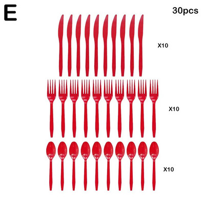 30 kom/Set Plastični pribor za jelo Žlice Vilice Nož Pribor za jelo Ružičasta plastika za višekratnu upotrebu Crno Žuto Zeleno Zlatno Posuđe Ljubičasto Crveno Wh N4X2