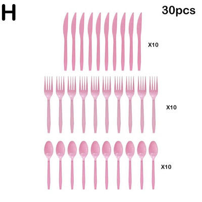 30 kom/Set Plastični pribor za jelo Žlice Vilice Nož Pribor za jelo Ružičasta plastika za višekratnu upotrebu Crno Žuto Zeleno Zlatno Posuđe Ljubičasto Crveno Wh N4X2