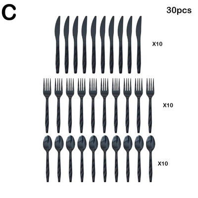 30 kom/Set Plastični pribor za jelo Žlice Vilice Nož Pribor za jelo Ružičasta plastika za višekratnu upotrebu Crno Žuto Zeleno Zlatno Posuđe Ljubičasto Crveno Wh N4X2
